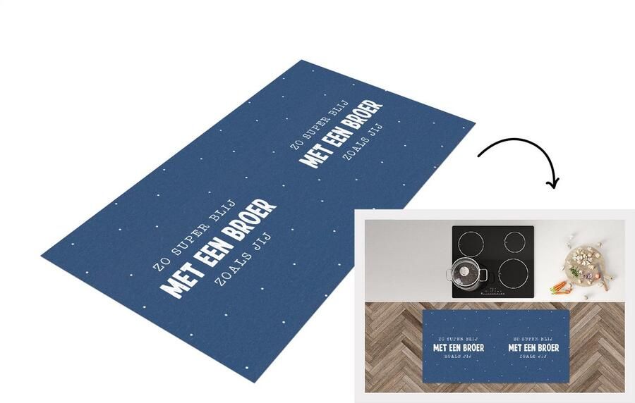 KitchenYeah Keukenloper Loper keuken Zo super blij met een broer zoals jij Quotes Spreuken Broers 120x60 cm Keukenloper vinyl