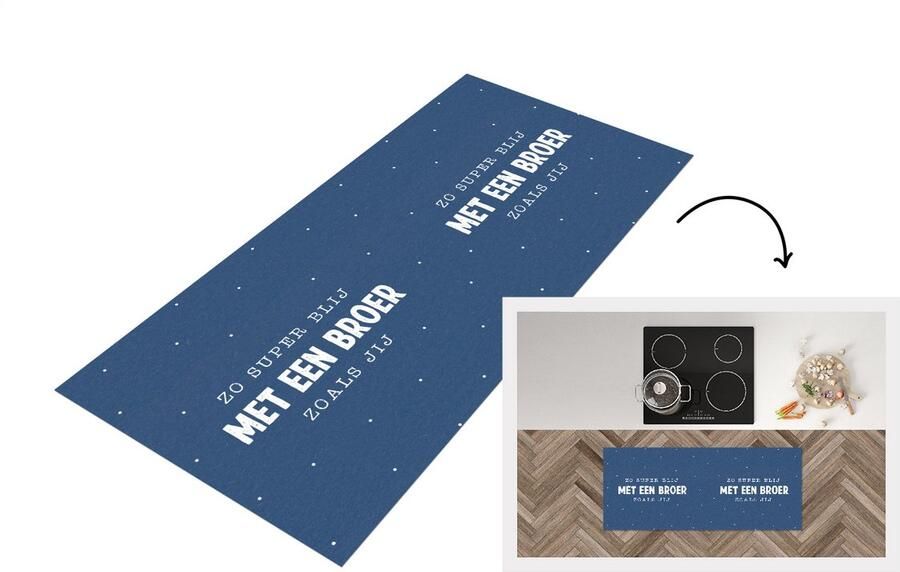 KitchenYeah Keukenloper Loper keuken Zo super blij met een broer zoals jij Quotes Spreuken Broers 120x50 cm Keukenloper vinyl