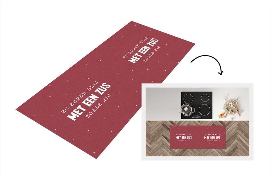 KitchenYeah Keukenloper Loper keuken Zo super blij met een zus zoals jij Quotes Spreuken Zus Zusje 120x50 cm Keukenloper vinyl