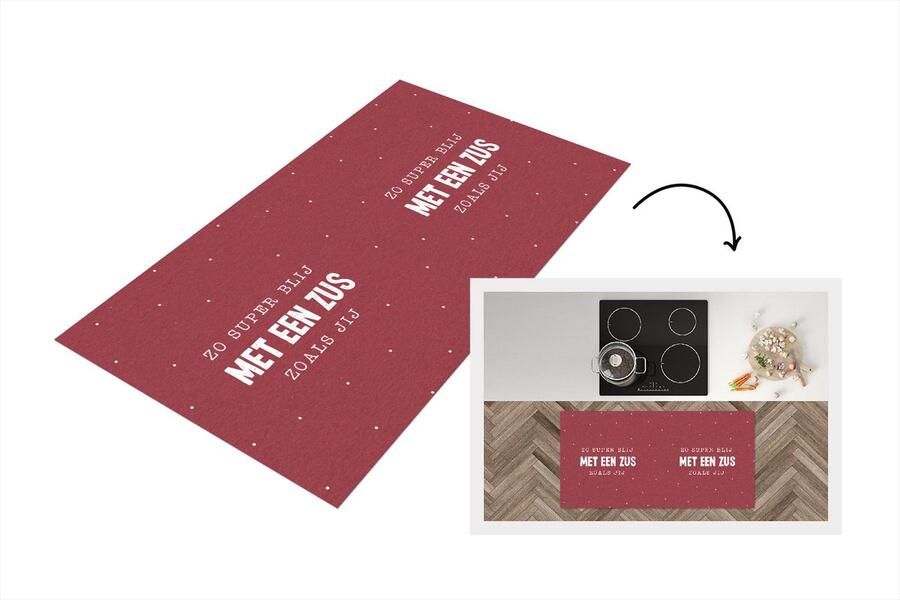 KitchenYeah Keukenloper Loper keuken Zo super blij met een zus zoals jij Quotes Spreuken Zus Zusje 120x60 cm Keukenloper vinyl