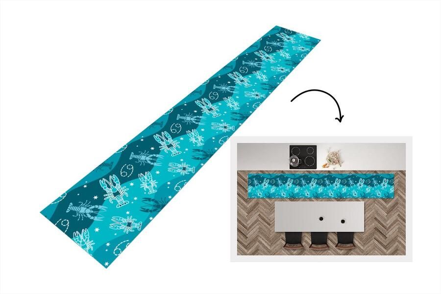 KitchenYeah Keukenloper Keukenmat Zodiac Kreeft Design 360x60 cm Keuken vloerkleed