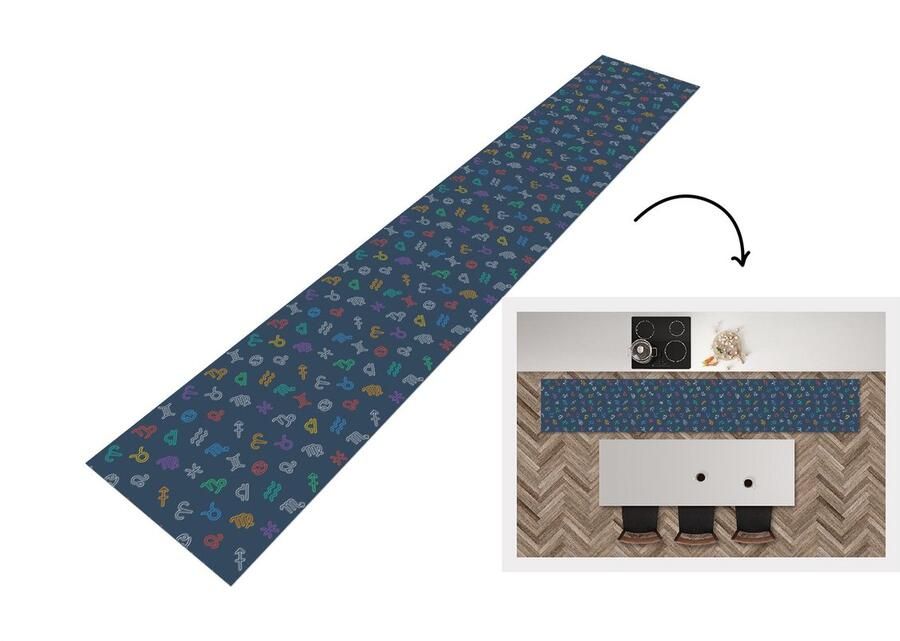 KitchenYeah Keukenloper Keukenmat Zodiac Patroon Astrologie 360x60 cm Keuken vloerkleed