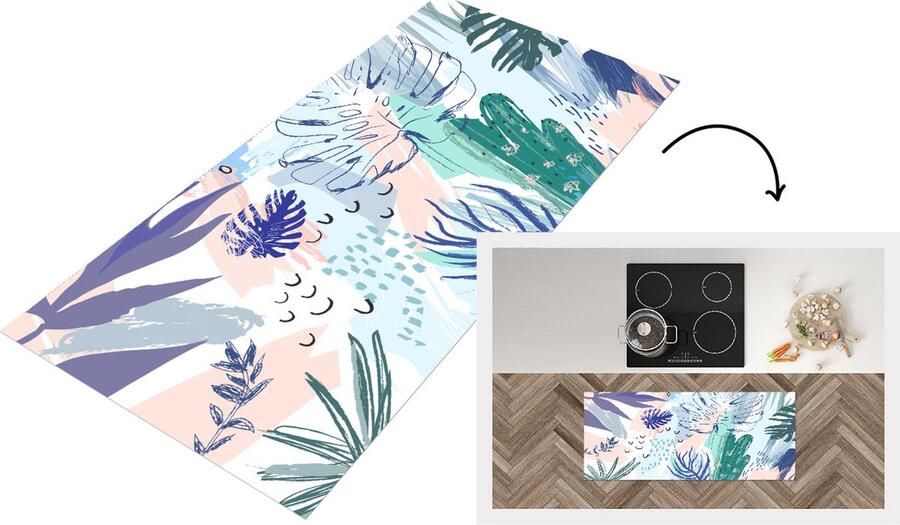 KitchenYeah Keukenloper Loper keuken Zomer Bladeren Tropisch 120x50 cm Keukenloper vinyl