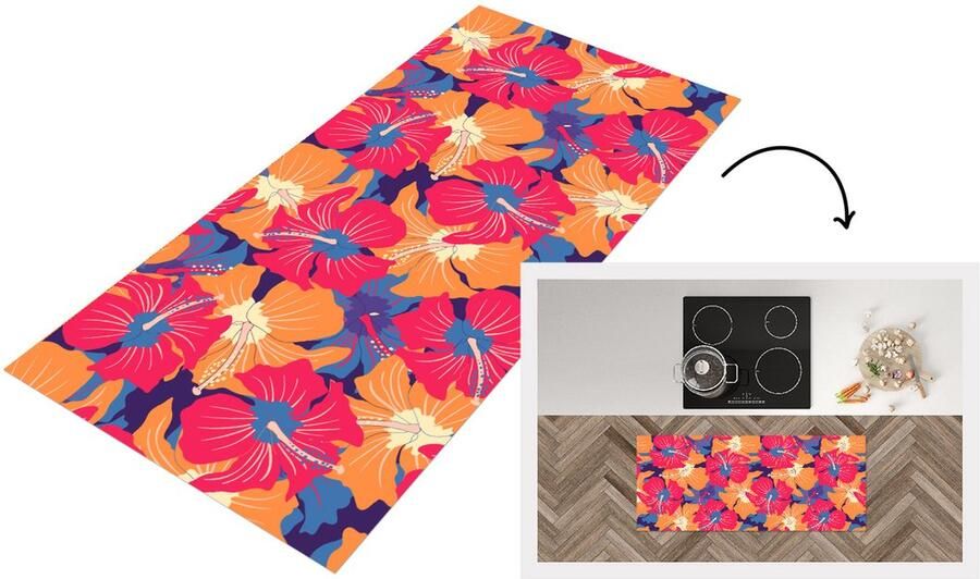 KitchenYeah Keukenloper Loper keuken Zomer Bloemen Hawaii Patronen 120x50 cm Keukenloper vinyl