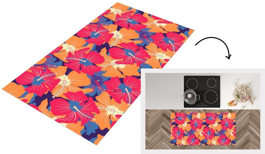 KitchenYeah Keukenloper Loper keuken Zomer Bloemen Hawaii Patronen 120x60 cm Keukenloper vinyl
