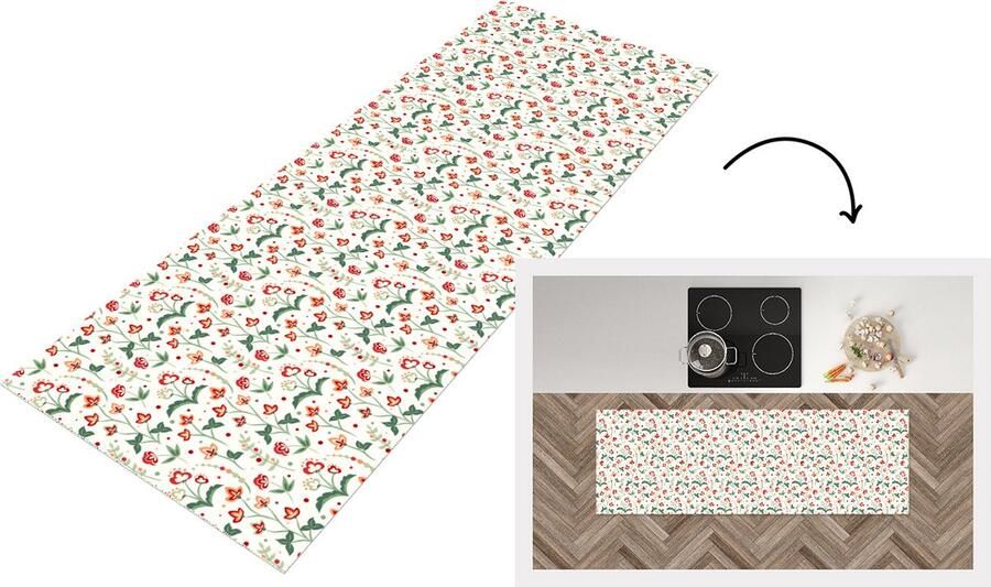KitchenYeah Keukenloper Loper keuken Zomer Bloemen Patronen 150x50 cm Keukenloper vinyl