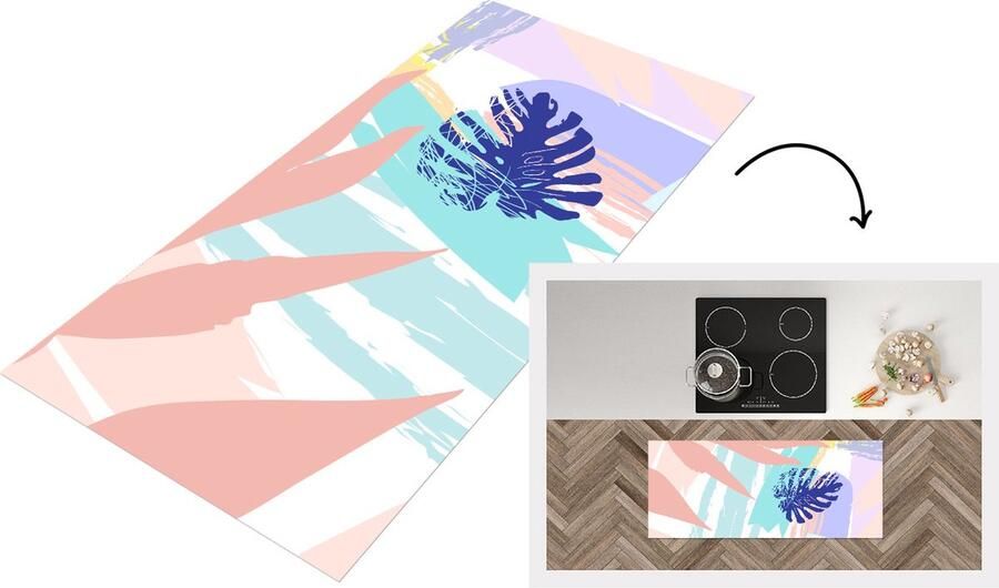 KitchenYeah Keukenloper Loper keuken Zomer Kleur Blad 120x50 cm Keukenloper vinyl