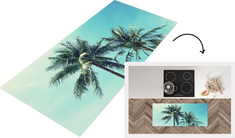 KitchenYeah Keukenloper Loper keuken Zomer Palmboom Lucht 120x50 cm Keukenloper vinyl