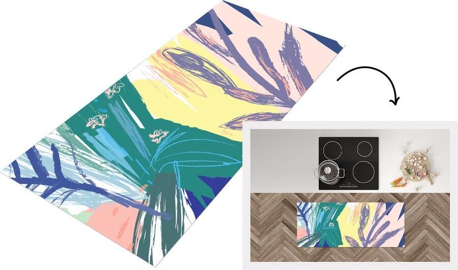 KitchenYeah Keukenloper Loper keuken Zomer Plant Tropisch 120x50 cm Keukenloper vinyl