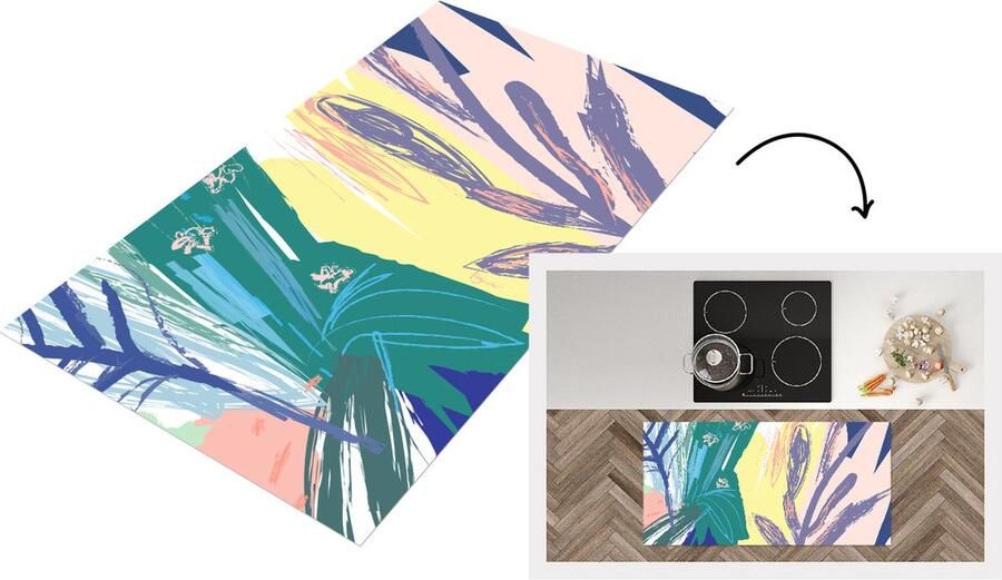 KitchenYeah Keukenloper Loper keuken Zomer Plant Tropisch 120x60 cm Keukenloper vinyl