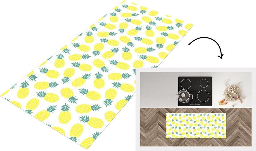 KitchenYeah Keukenloper Loper keuken Zomer Tropisch Design Ananas 120x50 cm Keukenloper vinyl