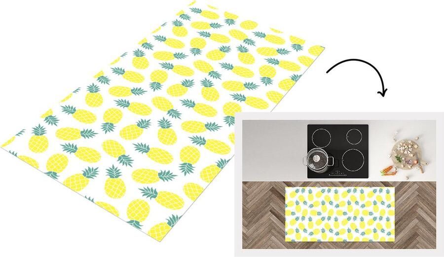KitchenYeah Keukenloper Loper keuken Zomer Tropisch Design Ananas 120x60 cm Keukenloper vinyl