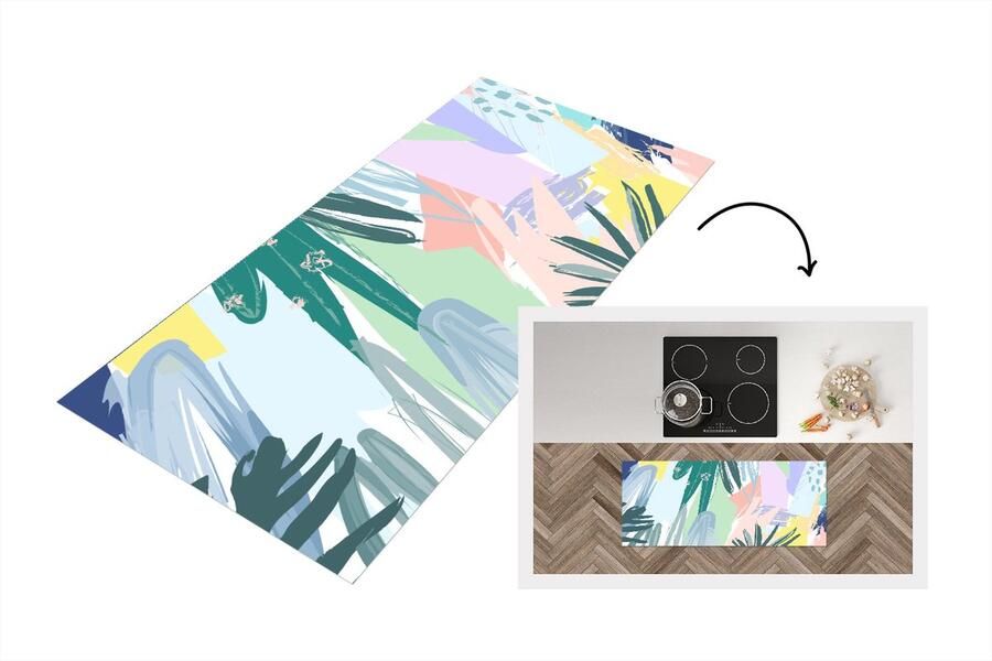 KitchenYeah Keukenloper Loper keuken Zomer Tropisch Kleur Blad 120x50 cm Keukenloper vinyl