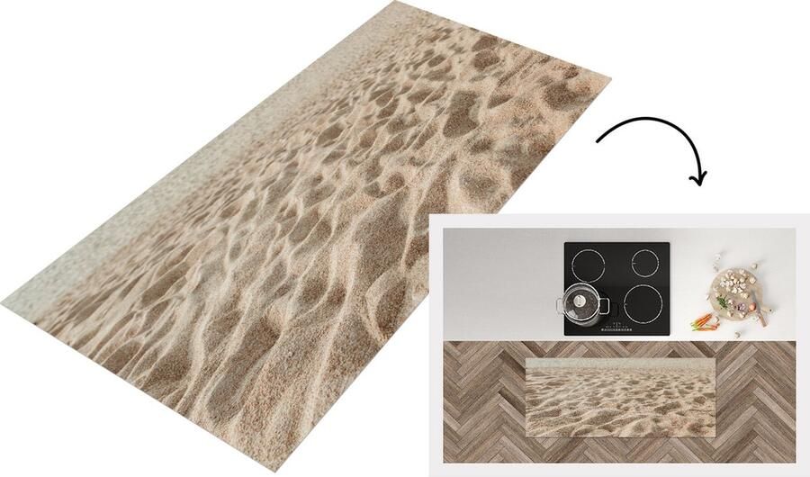 KitchenYeah Keukenloper Loper keuken Zomer Zand Strand 120x50 cm Keukenloper vinyl