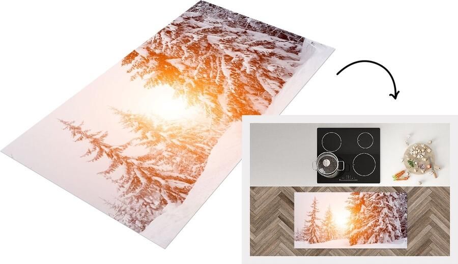 KitchenYeah Keukenloper Loper keuken Zon Bomen Sneeuw 120x60 cm Keukenloper vinyl