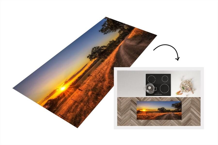 KitchenYeah Keukenloper Loper keuken Zon Gras Boom Natuur 120x50 cm Keukenloper vinyl