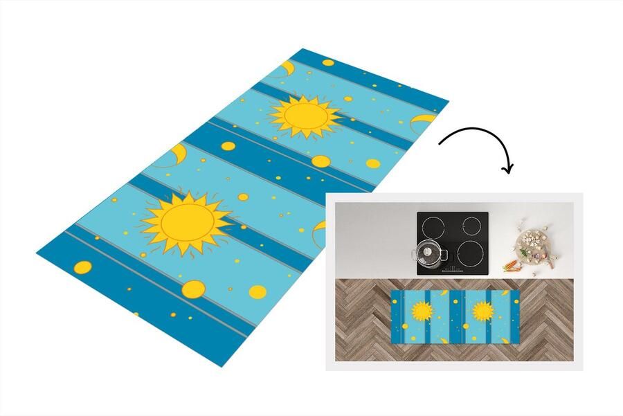 KitchenYeah Keukenloper Loper keuken Zon Maan Design 120x50 cm Keukenloper vinyl