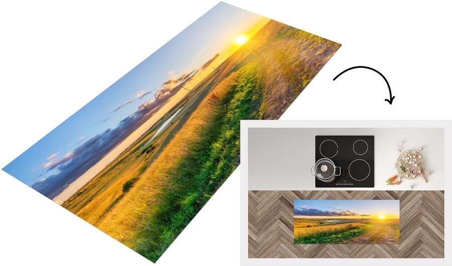 KitchenYeah Keukenloper Loper keuken Zon Natuur Landschap 120x50 cm Keukenloper vinyl