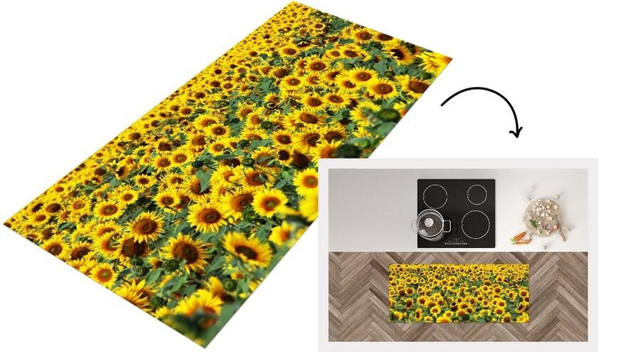 KitchenYeah Keukenloper Loper keuken Zonnebloem Bloemen Natuur 120x50 cm Keukenloper vinyl
