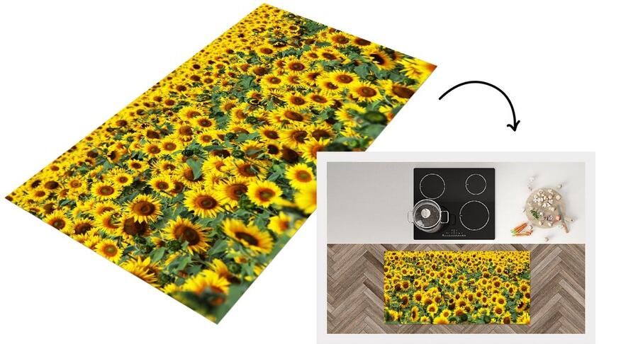 KitchenYeah Keukenloper Loper keuken Zonnebloem Bloemen Natuur 120x60 cm Keukenloper vinyl