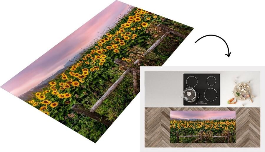 KitchenYeah Keukenloper Loper keuken Zonnebloem Bloemen Planten 120x60 cm Keukenloper vinyl