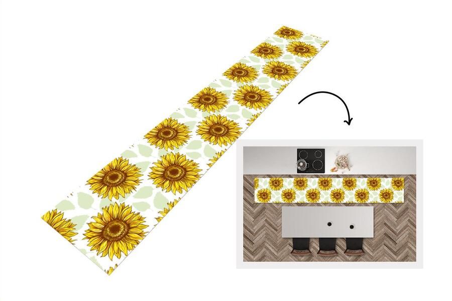 KitchenYeah Keukenloper Keukenmat Zonnebloem Patronen Bloemen 360x60 cm Keuken vloerkleed