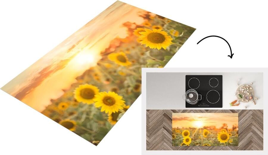 KitchenYeah Keukenloper Loper keuken Zonnebloem Zon Bloemen 120x60 cm Keukenloper vinyl