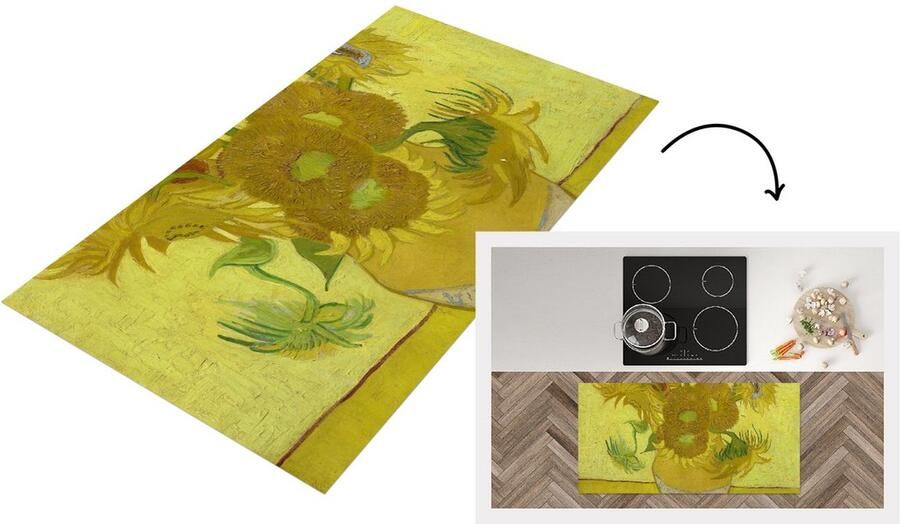 KitchenYeah Keukenloper Loper keuken Zonnebloemen Vincent van Gogh 120x60 cm Keukenloper vinyl