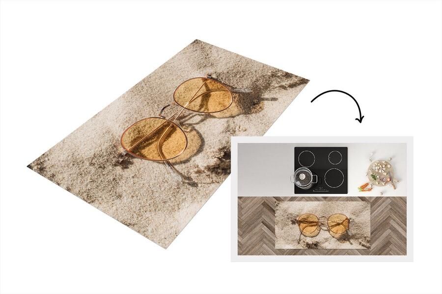 KitchenYeah Keukenloper Loper keuken Zonnebril Zand Strand 120x60 cm Keukenloper vinyl