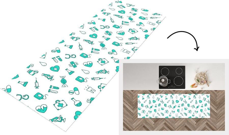 KitchenYeah Keukenloper Loper keuken Zorg Medicijnen Design 150x50 cm Keukenloper vinyl