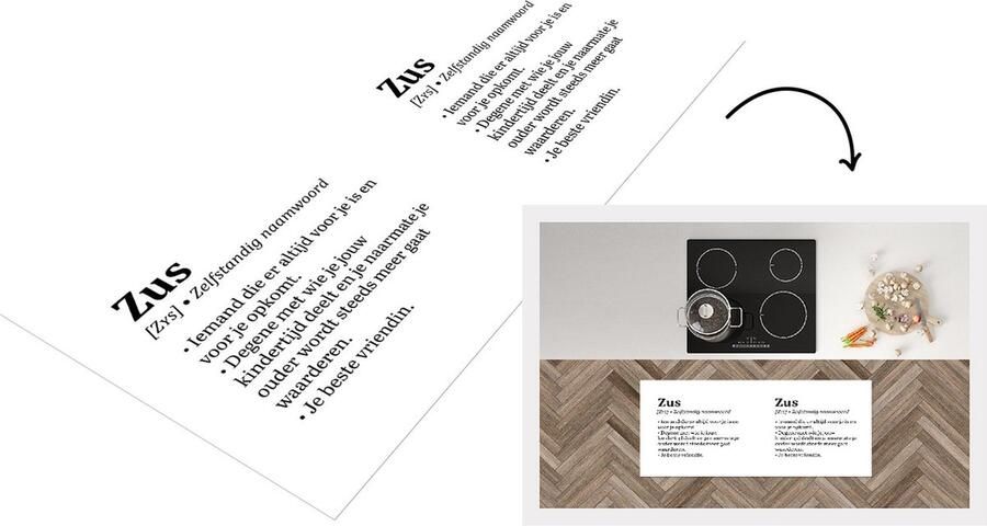 KitchenYeah Keukenloper Loper keuken Zus Quotes Spreuken Woordenboek Definitie zus 120x50 cm Keukenloper vinyl