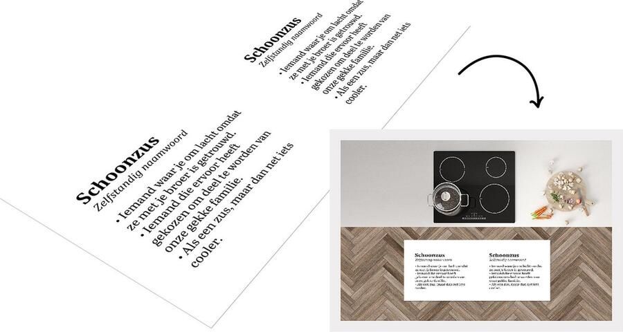 KitchenYeah Keukenloper Loper keuken Zus Quotes Woordenboek 120x50 cm Keukenloper vinyl