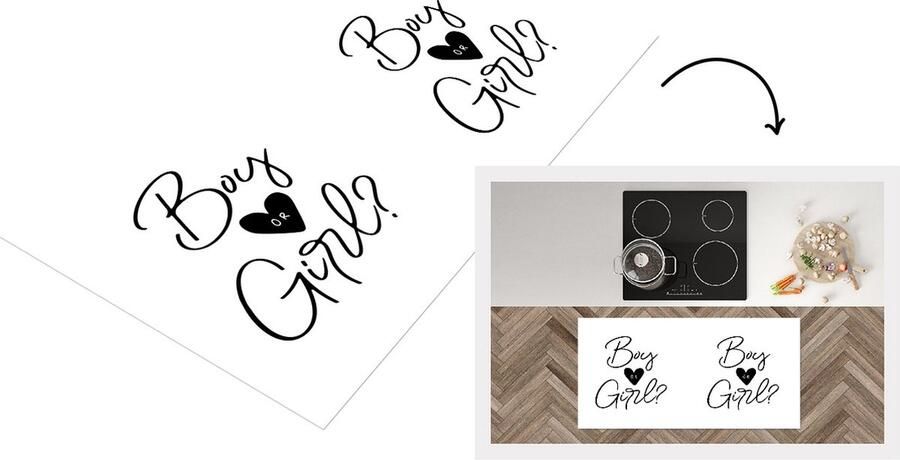 KitchenYeah Keukenloper Loper keuken Zwanger Quote Boy or Girl Jongetje Meisje Spreuken 120x60 cm Keukenloper vinyl