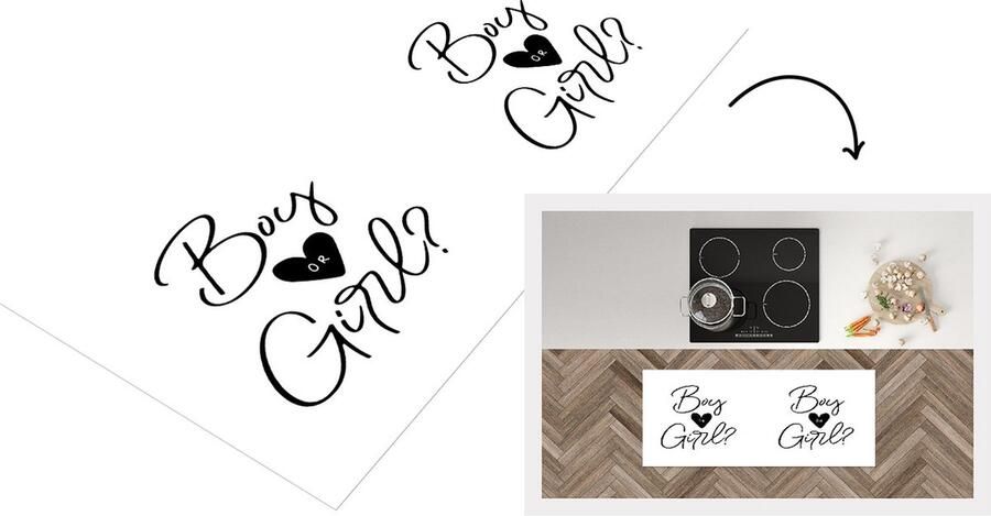 KitchenYeah Keukenloper Loper keuken Zwanger Quote Boy or Girl Jongetje Meisje Spreuken 120x50 cm Keukenloper vinyl