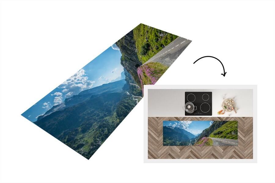 KitchenYeah Keukenloper Loper keuken Zwitserland Alpen Natuur 150x50 cm Keukenloper vinyl