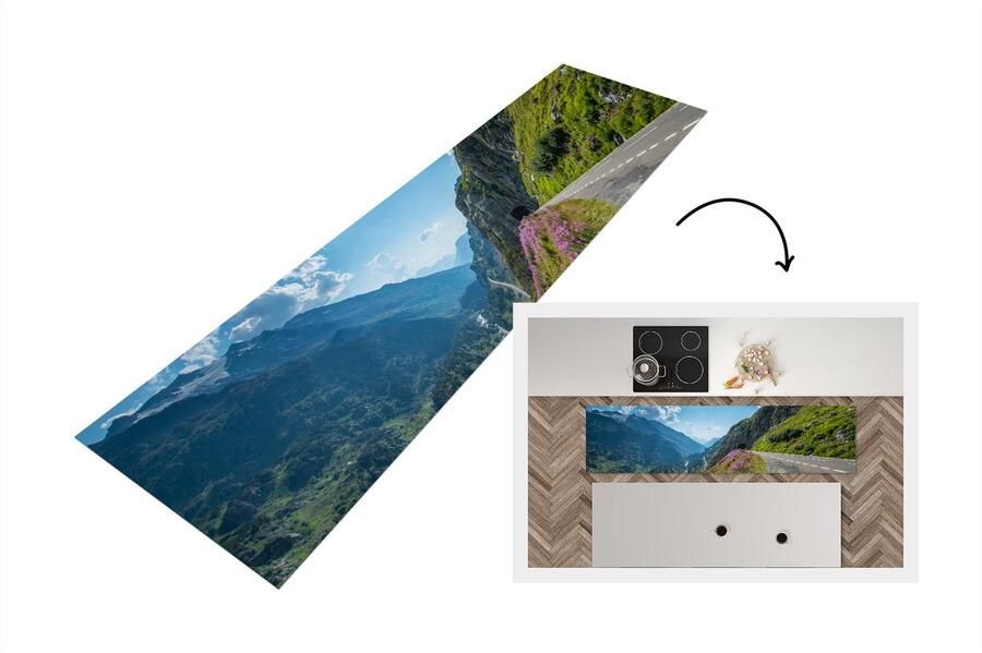 KitchenYeah Keukenloper Loper keuken Zwitserland Alpen Natuur 200x50 cm Keukenloper vinyl
