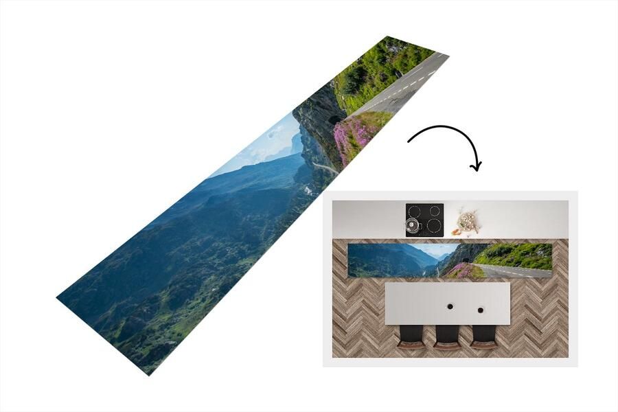 KitchenYeah Keukenloper Loper keuken Zwitserland Alpen Natuur 300x50 cm Keukenloper vinyl
