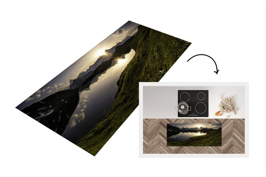 KitchenYeah Keukenloper Loper keuken Zwitserland Alpen Water 120x50 cm Keukenloper vinyl