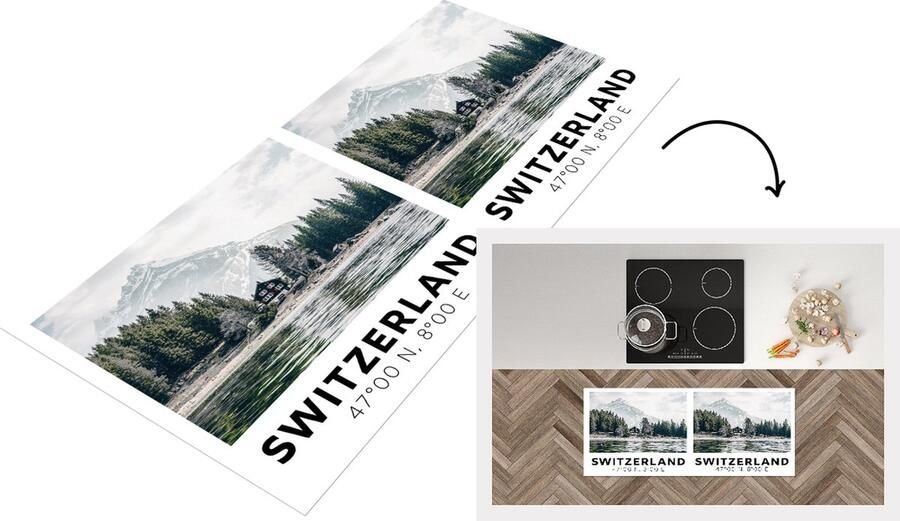 KitchenYeah Keukenloper Loper keuken Zwitserland Meer Bergen 120x50 cm Keukenloper vinyl