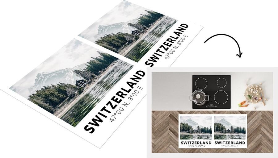 KitchenYeah Keukenloper Loper keuken Zwitserland Meer Bergen 120x60 cm Keukenloper vinyl