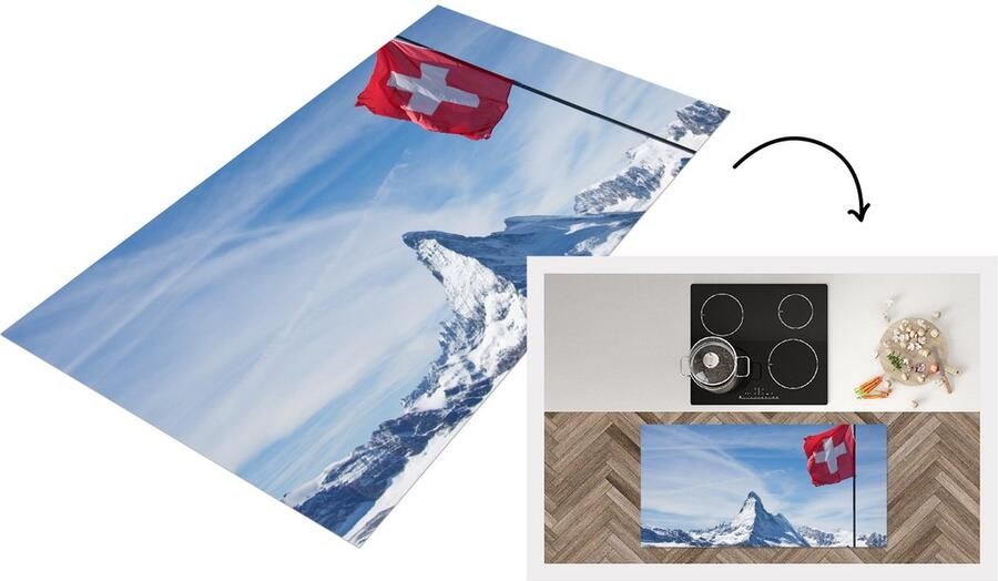 KitchenYeah Keukenloper Loper keuken Zwitserse Vlag bij Matterhorn in Zwitserland 120x60 cm Keukenloper vinyl