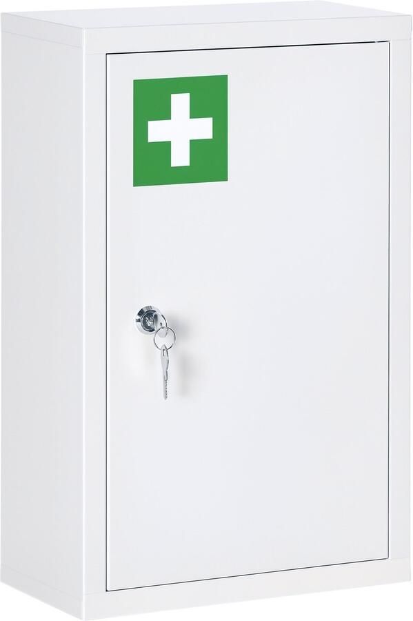 Kleankin Medicijnkast Staal 30L x 14B x 46H cm Wit