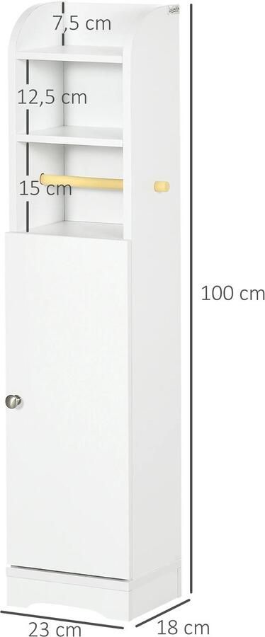 Kleankin RoyaLuxe Badkamerkast Met Rolhouder Badkamer Kast Badkamer Kastje Kolomkast Badkamerkasten Laag Badkamerkastje Badkamer Kastje Kast Badkamer Kasten Badkamerkast Badkamer Accessoires Badkamermeubel Badkamermeubels