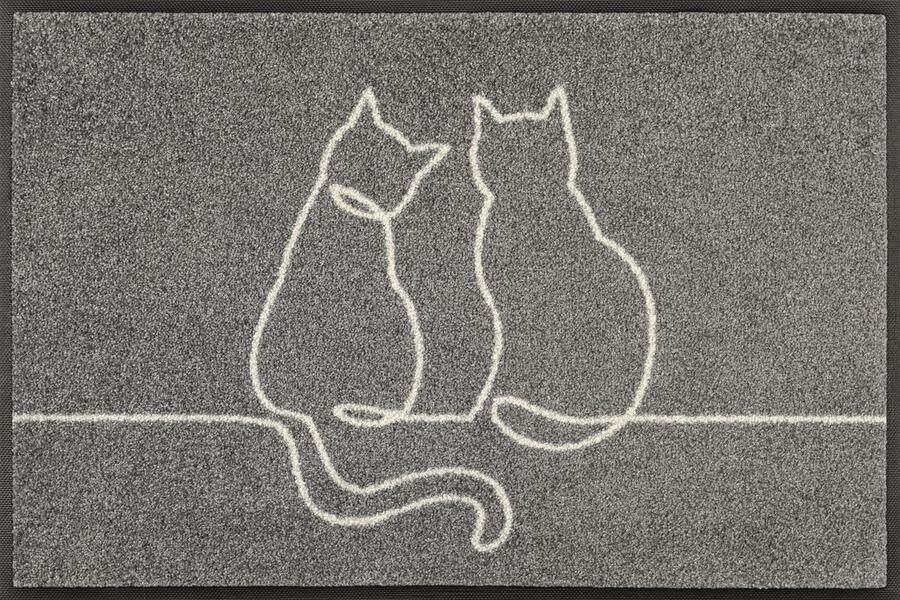 Kleen-Tex wasbare deurmat Lovetails 50x75cm binnen en buiten wasbaar grijs