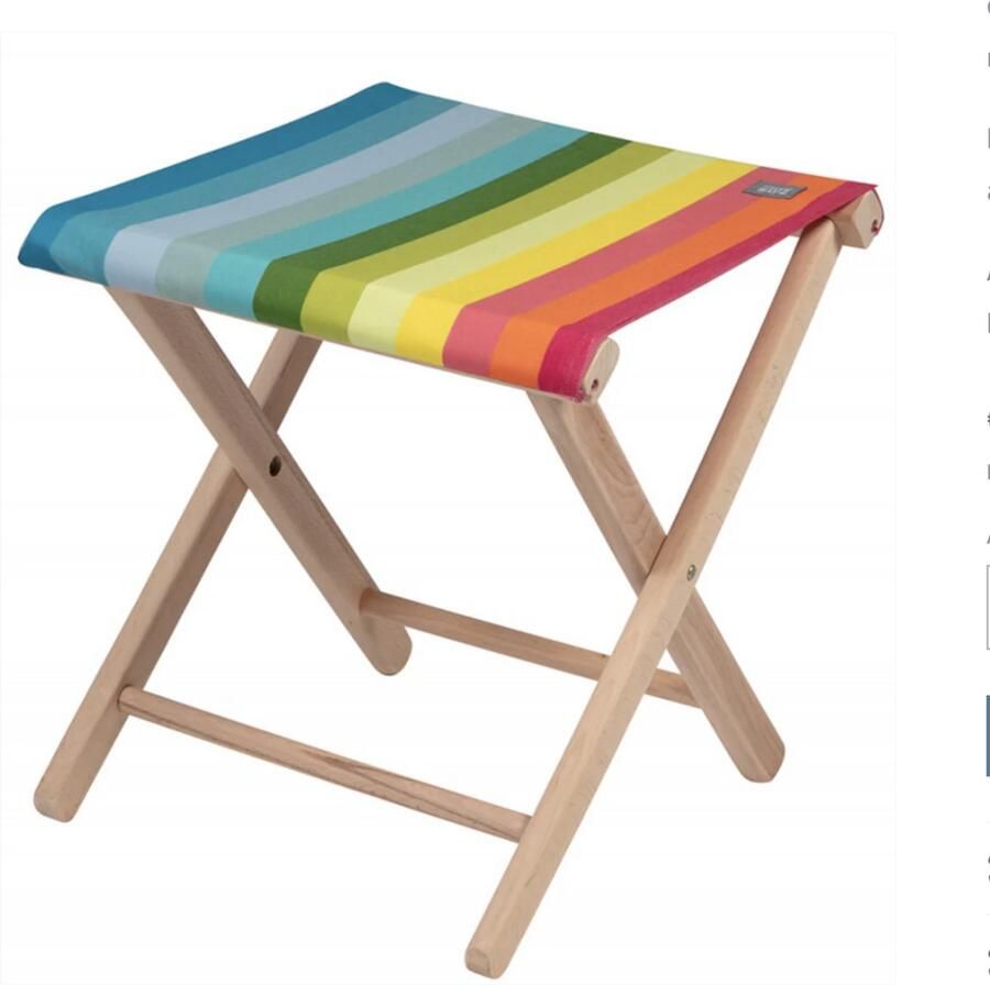 Kleurmeester.nl Opvouwbaar krukje Jour de Fete Opklapbaar Beukenhout Outdoor stof Multicolor Gestreept