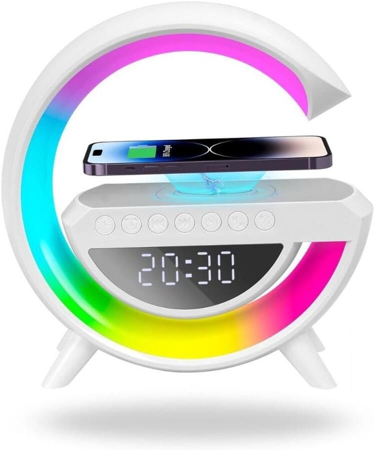 Klikkopers Wake-up light Wekkerradio Slaaptrainer Lamp Draadloos opladen Bluetooth Muziek speaker Draadloze Oplader Lichtwekker Bureaulamp LED Light Bluetooth Speaker Nachtlamp Digitale Wekker