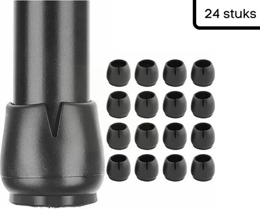 Knaak Stoelpoot Beschermers Set van 24 Stuks Vilt Zwarte Ronde Doppen Stoelen Ø 12 tot 16mm