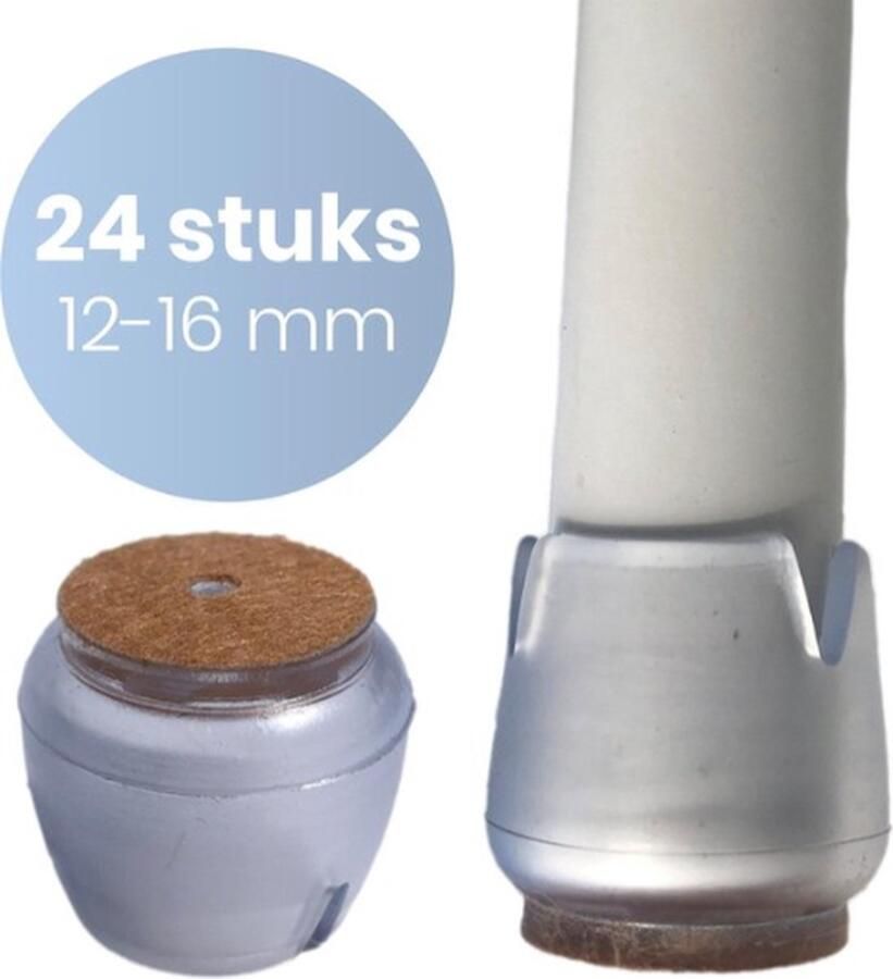 Knaak Stoelpoot Beschermers – Vilt – Ronde Doppen 12-16mm Transparant