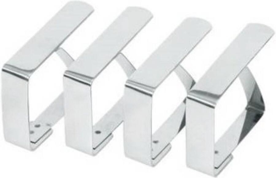 Knaak Tafelkleed Klemmen Tafel Chromekleurig Set Van 4 Rvs
