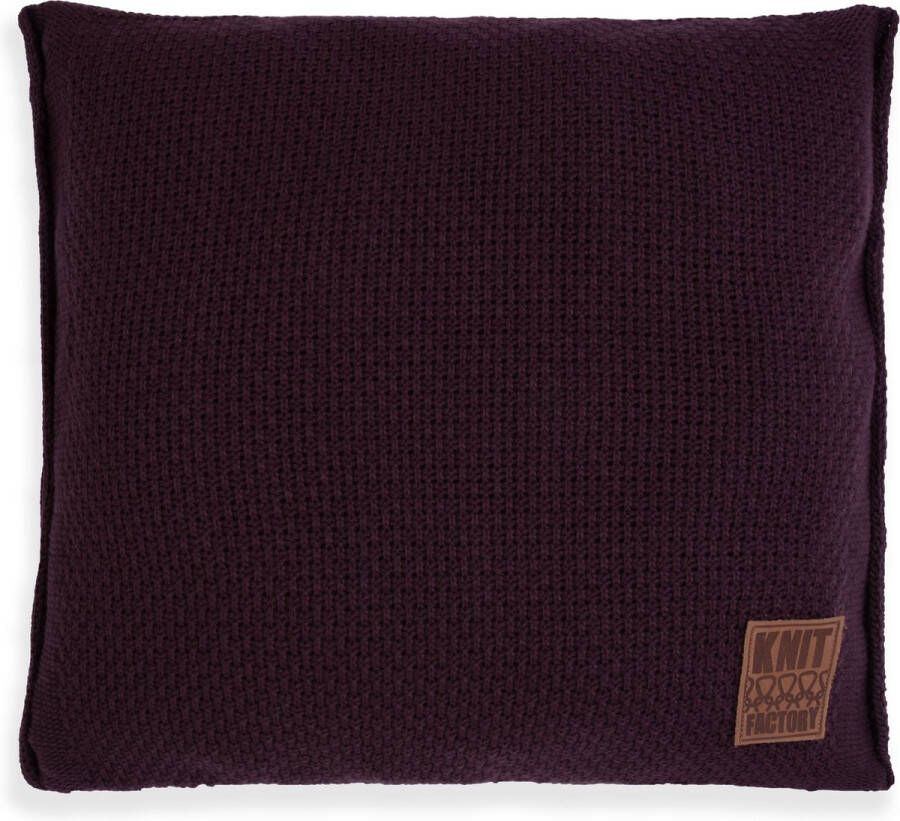 Knit Factory Jesse Sierkussen Vierkant kussen woonkamer Bank kussen Decoratie kussen Aubergine 50x50 cm Kussenhoes inclusief kussenvulling